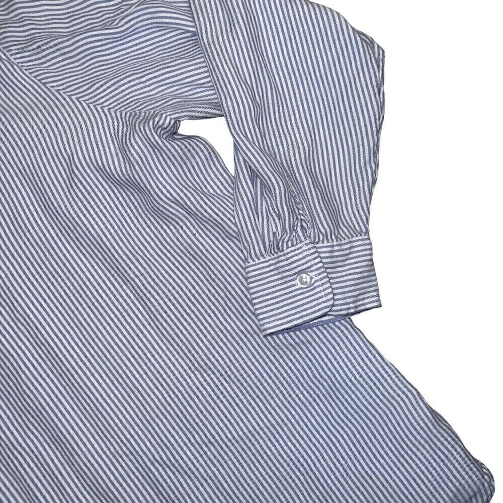 WORKSHOP Blue & White Striped V-Neck Long Sleeve Light Weight Blouse Size 1X - Picture 3 of 7